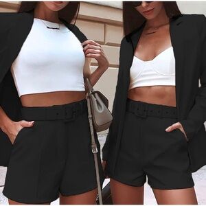 Black two piece short/ blazer suit set- women’s